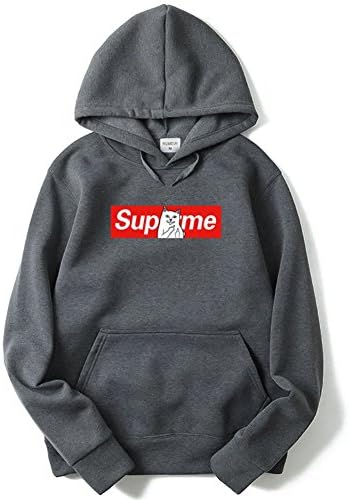 Joyhul Fashion Cotton Hoodies Sweatshirts Men Women Casual Solid Hoody Tops Gray XXL