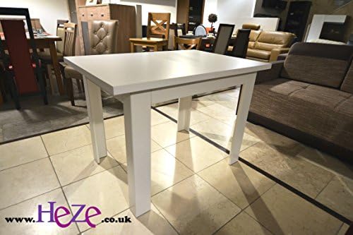 Heze Ltd Extending dining table, light or dark oak or white colours, perfect size! (White)
