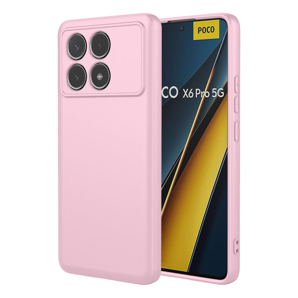 SEAHAI Case for Xiaomi Poco X6 Pro 5G, Ultra Thin Silky-Soft Touch Liquid Silicone Phone Cover with Shockproof Airbag Design, Premium TPU Bumper Fashion Case - Pink
