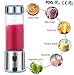 Portable blender glass, USB rechargeable 5200mAh personal blender 15 oz, with 2 bottle caps (with travel) Set 2