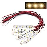 DD01WM 10pcs Pre Wired White Strip Led 3528 SMD LED Light Self-adhesive Flexible 12V ~ 18V
