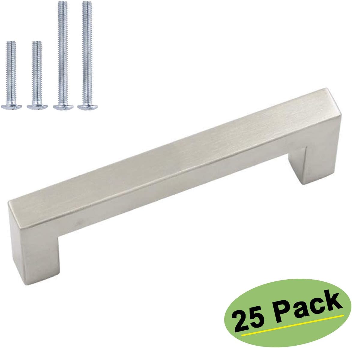 homdiy 25 Pack 5 Inch Brushed Nickel Cabinet Pulls Square Cabinet Handles - Modern Kitchen Cabinet Handles Stainless Steel Cabinet Hardware for Drawer, Cupboard