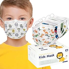 50 PCS Children Disposable Face Meask with Earloops for Kids, Boys and Ladies