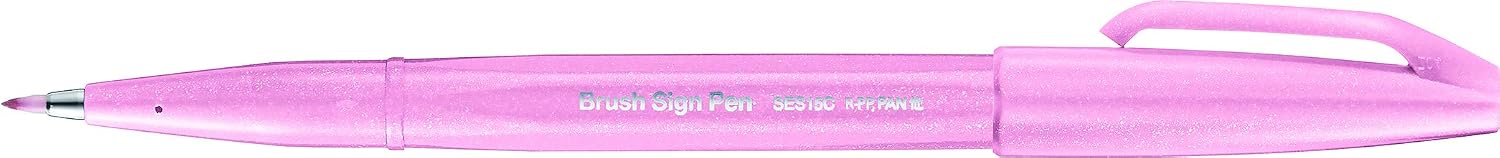 Pentel Brush Sign Pen SES15C-12, Fibre-Tip Pen, Brush-Like Tip Pochette de 6 pastel, 6 count (Pack of 1) - Image 3