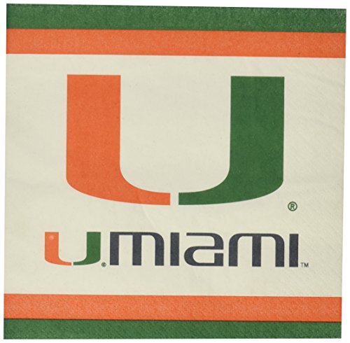 Mayflower Distributing Company 20 Count University of Miami Lunch Napkin, Multicolor