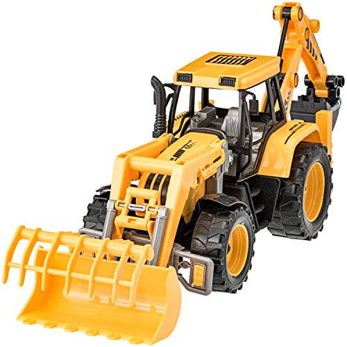 Backhoe Toy Truck Friction Powered Construction Vehicle By Dragon Too (12 Inches)
