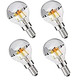 G45 G14 4W Dimmable Silver Tipped LED Filament Half Chrome Crown Globe Light Bulb E12 Candelabra Bulb 40 Watt Warm White 2700