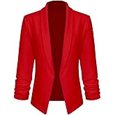 Women 3/4 Sleeve Blazer Open Front Cardigan Jacket Work Office Blazer