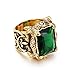 NELSON KENT Men's Punk Gothic Extreme Green Zircon Titanium Steel Gold Casting Ring Size 13