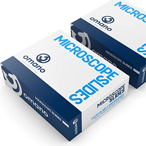 Omano Blank Microscope Slides with Coverslips (50-Pack) Personal, Professional, Student, Kid Use | Clear, Pre-Cleaned Glass | Ground Edge | 25.4 mm x 76.2 mm