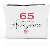 FBCCZEY Funny 65th Birthday Gifts for Women Makeup Bag, Happy Anniversary 65th Birthday Party Supplies Decorations for Women Makeup Pouch, 65 Year Old Birthday Gifts for Women Cosmetic Bag