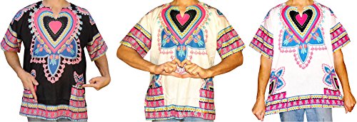 Mens Dashiki Sweet Heart Print African Shirt