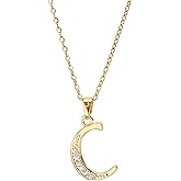 Kyazeo Gold Initial Necklaces for Women, 18K Gold Plated Dainty Letter Necklace with Cubic Zirconia