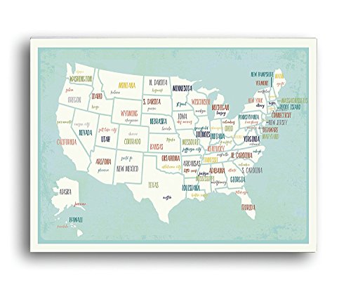 USA Wall Map Art Print, 05x07 Inch Print,kid's USA Wall Map,children's Room Decor, Gender Neutral Nursery, Travel Nursery Decor,united States of America Map
