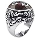 KONOV Mens Stainless Steel Ring, Biker Vintage Celtic Cross, Red Black Silver