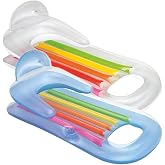 Intex King Kool Inflatable Lounge Blue &amp; Pearlescent Silver Gift Set Bundle - 2 Pack, 63" X 33.5"