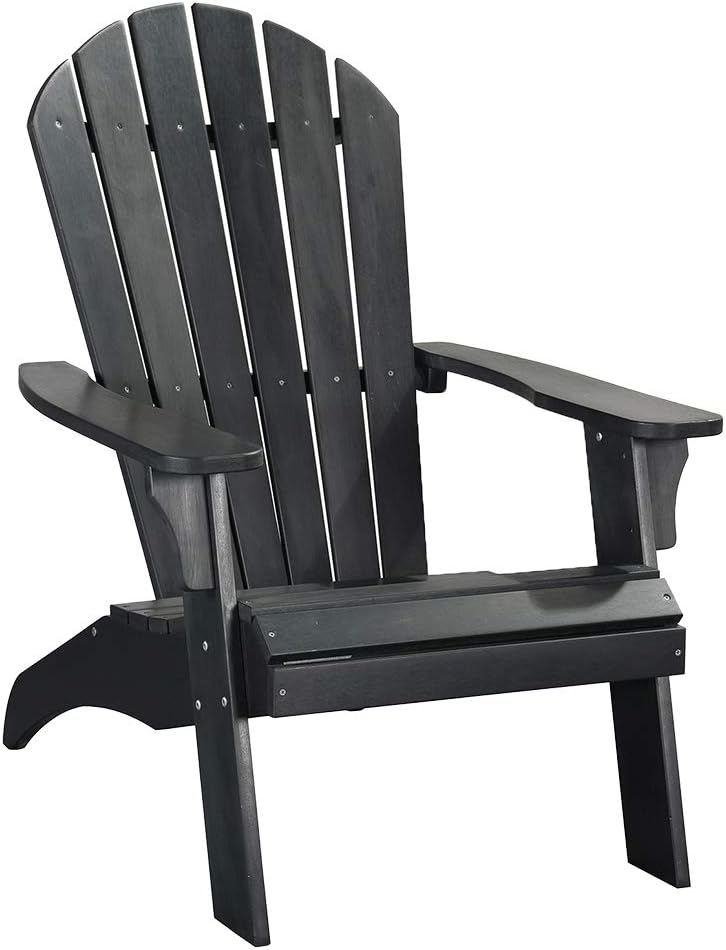 PolyTEAK King Size Adirondack Chair, Black | Adult-Size, Weather Resistant, Made from Special Formulated Poly Lumber Plastic : Garden & Outdoor