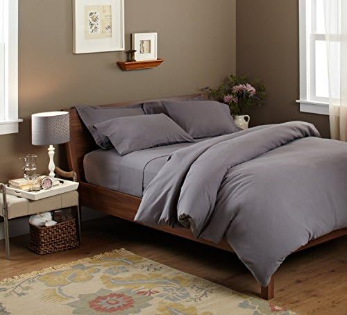 Home Bedding 4PC Sheet Set 600 Thread Count King 100% Pima Cotton Elephant Grey Solid by NKT Bedding