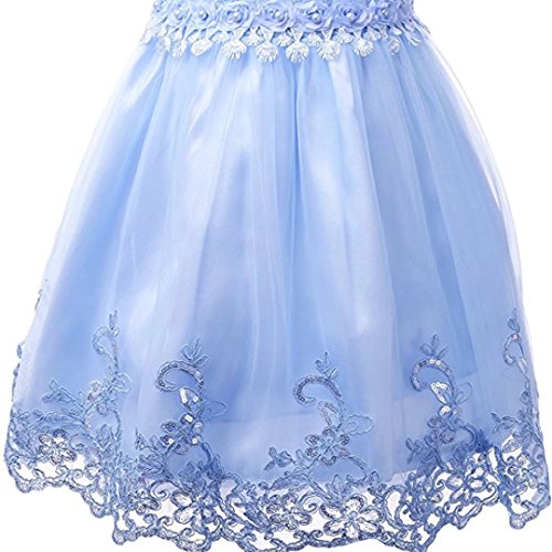 ZAH Girl Dress Kids Ruffles Lace Party Wedding Dresses(Blue,9-10Y) - Thumbnail 6