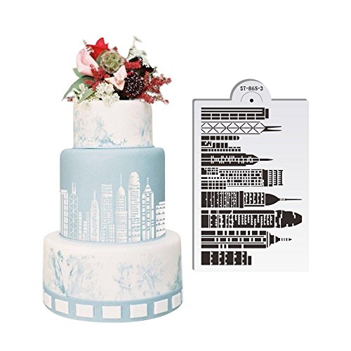 Art Kitchenware Skyscrapers Stencil For Cake Decorating Cake Border Decoration Mold St-865-3 Color Beige (611553840496)