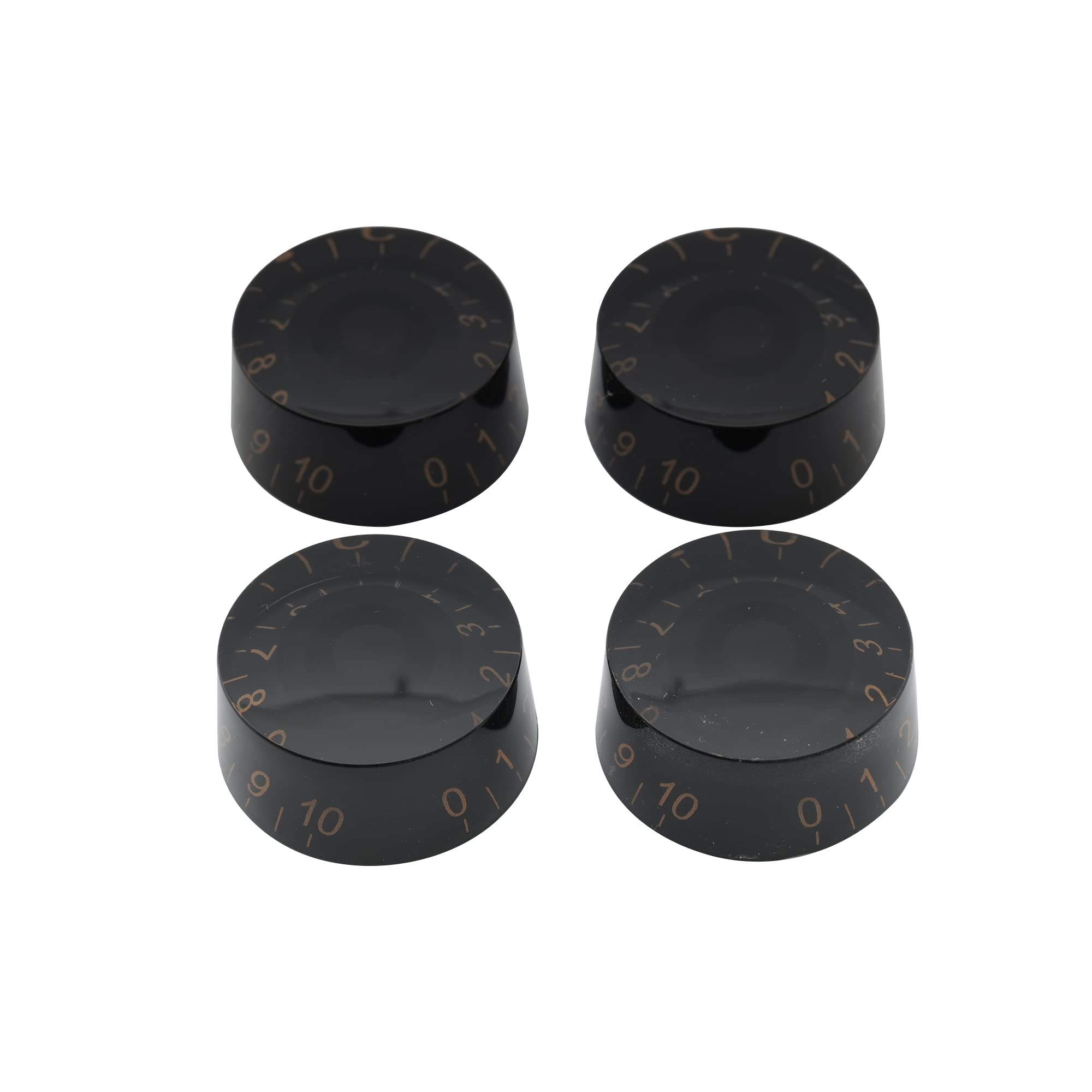 Musiclily Basic Metric Guitar Speed Contral Knobs Tone Volume Knob for Epiphone Les Paul LP Electric Guitar, Black with Gold Word (4Pcs) โ image 1
