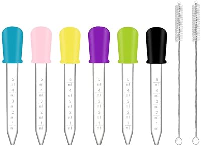 Aeuezxx 6Pcs 5ml Liquid Droppers Silicone Plastic Clear Pipettes with 2
