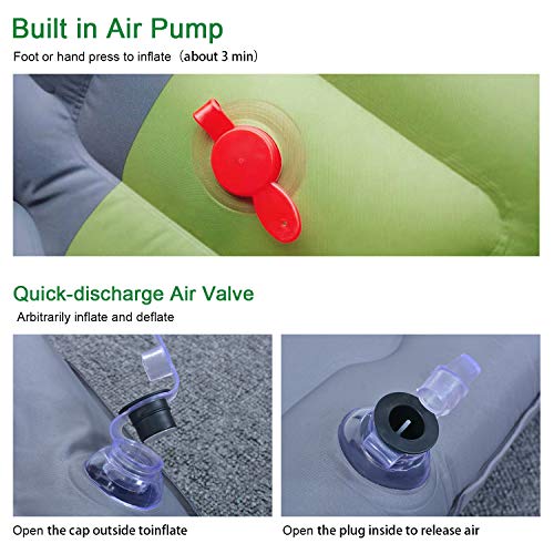 YSXHW Self Inflating Camping Pads Thick 4.7 Inch Lightweight Camping Sleeping Pad Ultralight,Compact,Waterproof PVC Inflatable Mat for Tent, Hiking and Backpacking - Green Built in Pump