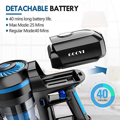 Cordless Vacuum Cleaner, GOOVI Cordless Stick Vacuum, 10KPa Powerful