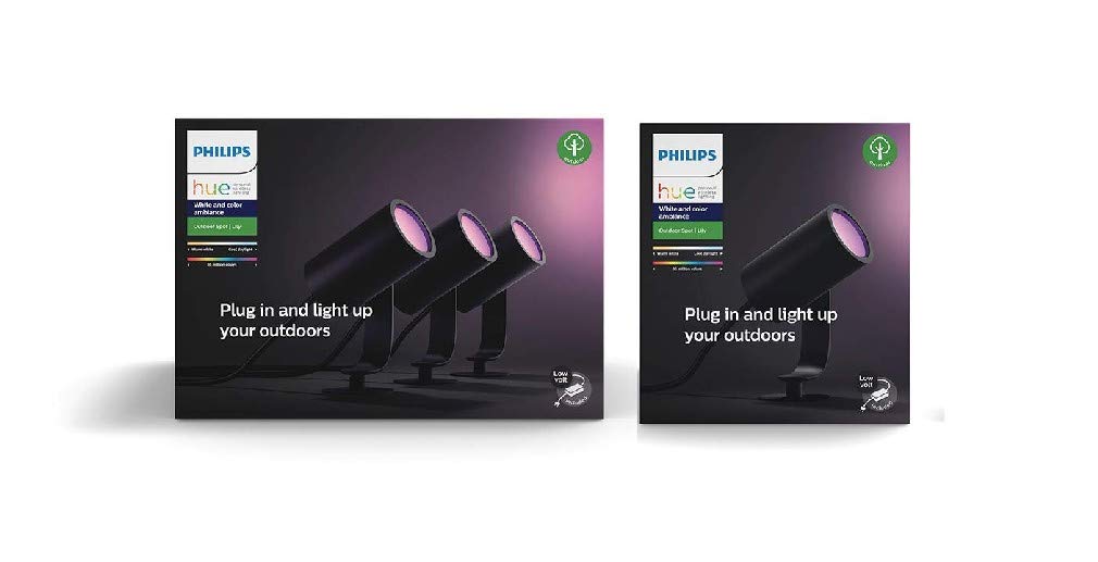 Philips Hue Lily White and Colour Ambiance LED Outdoor Smart Light [Base Kit + Extension - 4 Lily ] , Requires Hue Bridge , Works with Alexa, Google Assistant and Apple Homekit.