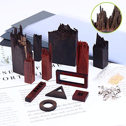 12PCS Wooden Pieces for Epoxy Resin Crafts, LET' S Resin Wood Frame Pendant Accessories, Mixed Colors Wooden Resin Kit for Jewelry Making Supplies, Resin Pendant, Earring, Necklace Crafts DIY