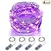 ITART Purple LED String Lights Battery Powered Set of 8 Mini Fairy Lights 20 LED 6ft Thin Wire Rope Lights for DIY Craft Mardi Gras Carnival Halloween Centerpiece Decoration