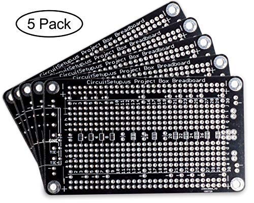 CircuitSetupSolderable Breadboard PCB for Electronics, RaspberryPi, ESP8266, ESP32 Prototyping - 3.78"x2.2" (96x56mm) (5 Pack)
