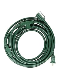 Yard Master - Cable de extensión para jardín, 25 pies, 3 salidas, con enchufes espaciados uniformemente, verde., 3030