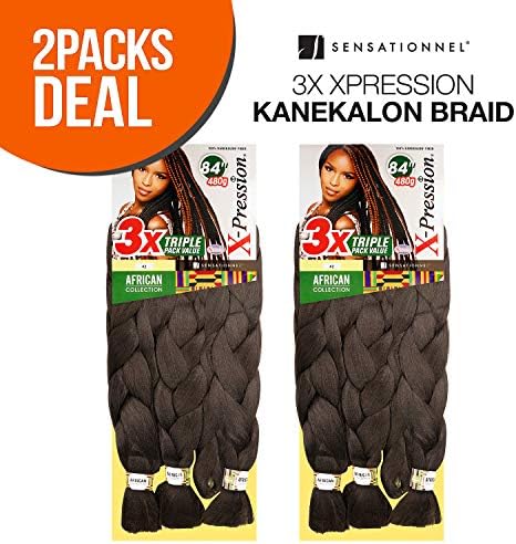 MULTI PACK DEALS! Sensationnel Synthetic Hair Braids 3X XPRESSION Kanekalon Braid (2-PACK, 4)
