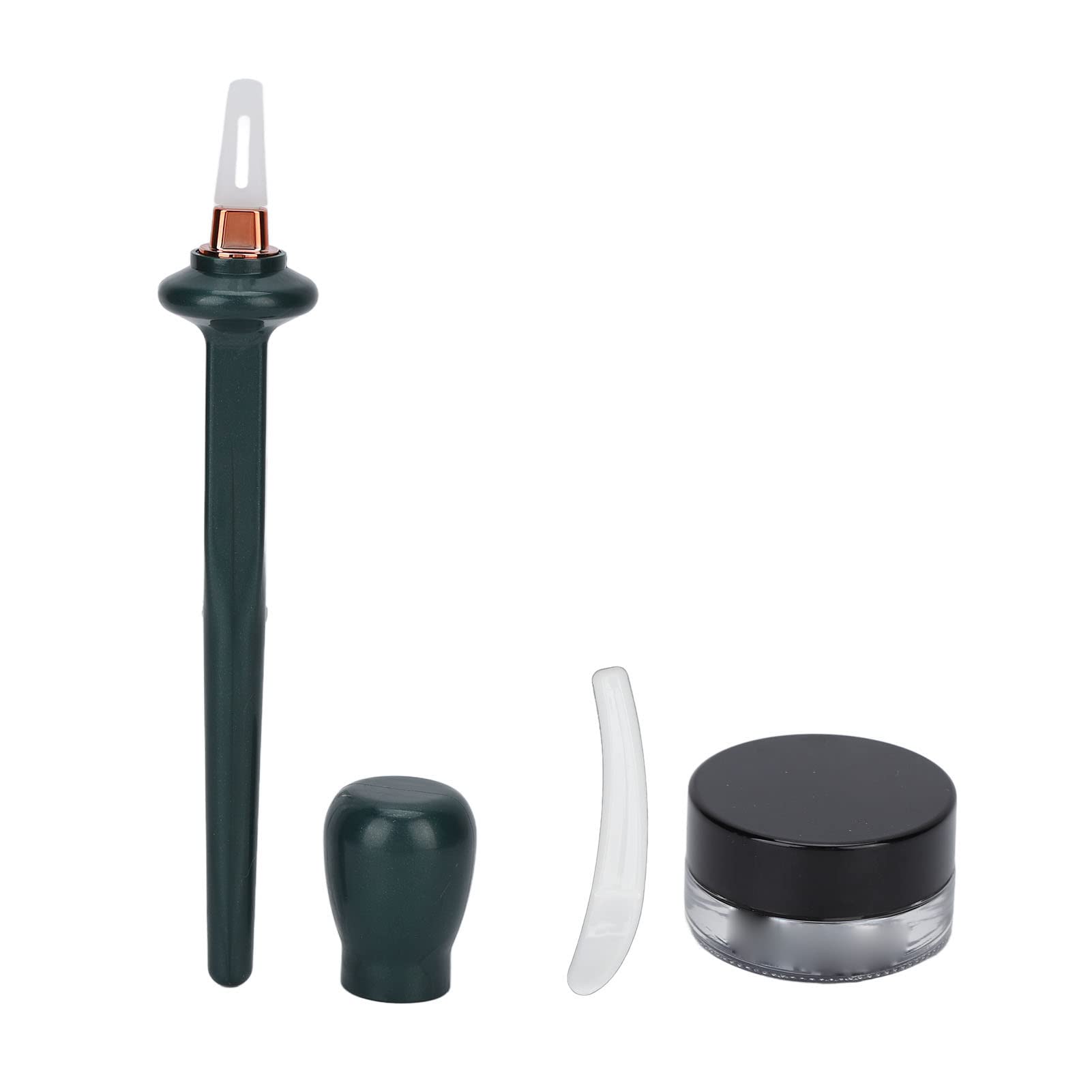 ZJchao 3pcs Green Eyeliner Makeup Tool, Waterproof Long Lasting Eyeliner Gel, Silicone Applicator Wand & Spatula