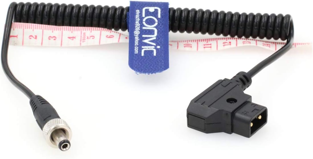 Eonvic D-Tap to Decimator MD-HX and DMON Barrel Power Cable for Camera Motion Research, Straight DC, Coiled cable