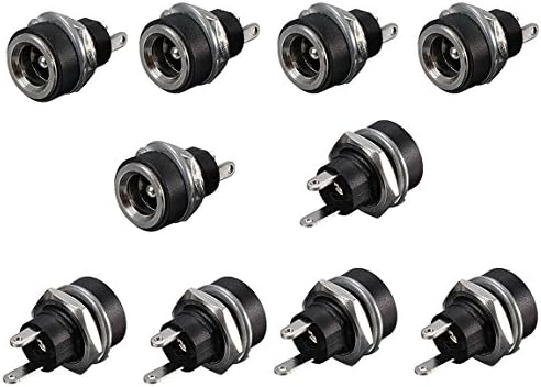 SINNRY 10 Pcs 5.5mm x 2.1mm DC Power Socket Female Threaded Mount Connector Adapter