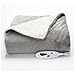 Biddeford Blankets Electric Heated Blanket with Digital Controller, Throw, Gray with Natural Sherpa