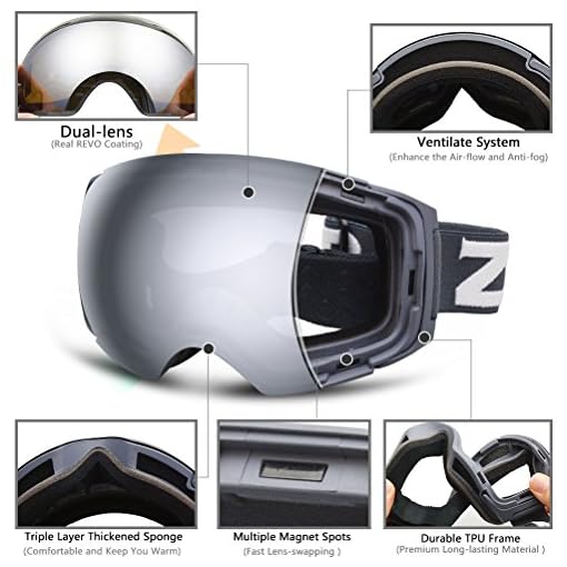 Zionor X4 Ski Snowboard Snow Goggles Dual Layers Lens Spherical