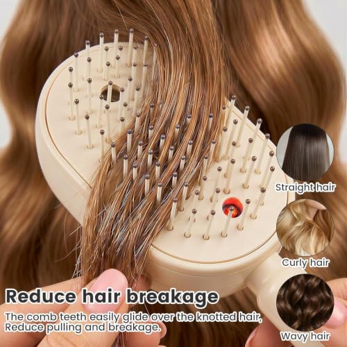Electric Spray & Massage Hair Brush, 3 in 1 Electric Spray Air Cushion Massage Comb, Self-Cleaning Anti-Tangle Steam Massage Comb, Anti-Frizz Hydrating Hair Brush for Dry Frizzy, Damaged Hair