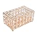 DLCUEL Anferstore Crystal Tissue Box Cover Rectangular-Decorative Tissue Box Cover Tissue Holder-Crystal Napkins Container-for Elegant Décor(7.87? x 4.6? x 3.75?) (Gold, Round)