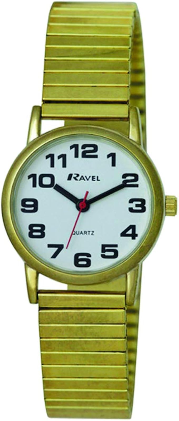 Ravel Women's Easy Read Watch with Big Numbers on Stainless Steel