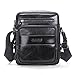 Contacts Genuine Leather Men Messenger Crossbody Shoulder Bag Travel Handbag Black