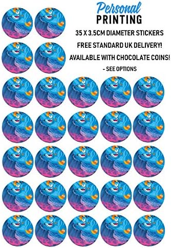 PP - Genie from Aladdin 35 x 35mm Stickers Sheet Birthday Gift Event Fun Novelty Party Bags Stocking Fillers