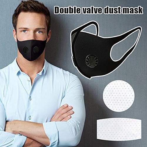 feeilty Reusable Dust Mask Disposable, Comfortable Double Breathing Valves Mouth Masks, Activated Carbon Air Filter Respirator Face Mouth Masks for Outdoor Cycling