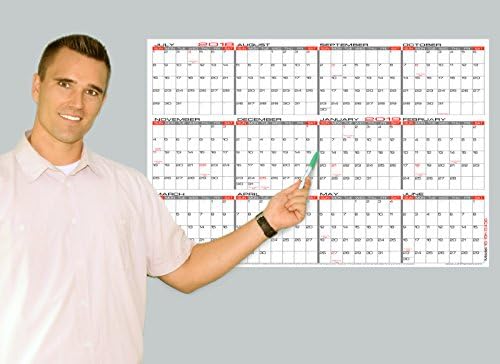 Paper - 24" x 36" Large 2018 - 2019 Yearly Academic Wall Calendar - Horizontal Planner (P-18-19h-2436)