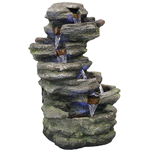 Sunnydaze Stacked Rock Waterfall Indoor/Outdoor Tabletop Water Fountain