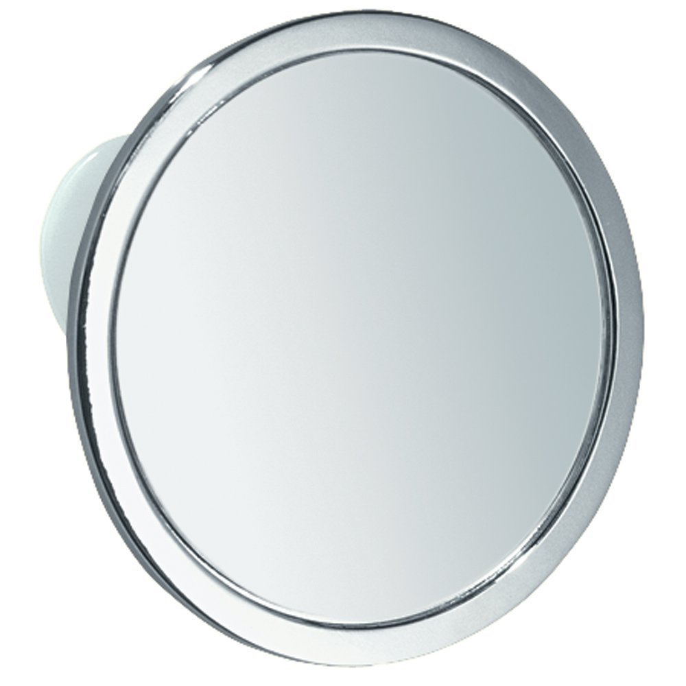 iDesign Round Bathroom Mirror with Suction Cup, Small No-Fog Shower Mirror Made of Chrome-Coated Metal, Practical Shower Accessory for Bathroom and Shower, Silver
