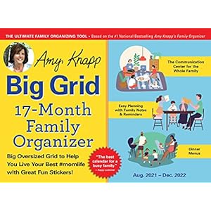 2022 Amy Knapp’s Big Grid Family Organizer Wall Calendar: 17-Month Giant Fridge Calendar for Mom with Stickers (Amy Knapp’s Plan Your Life Calendars)