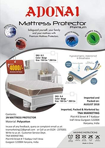 Adonai Mattress Protector (100% Waterproof) Quilted, Mattress Topper (Queen, 150)